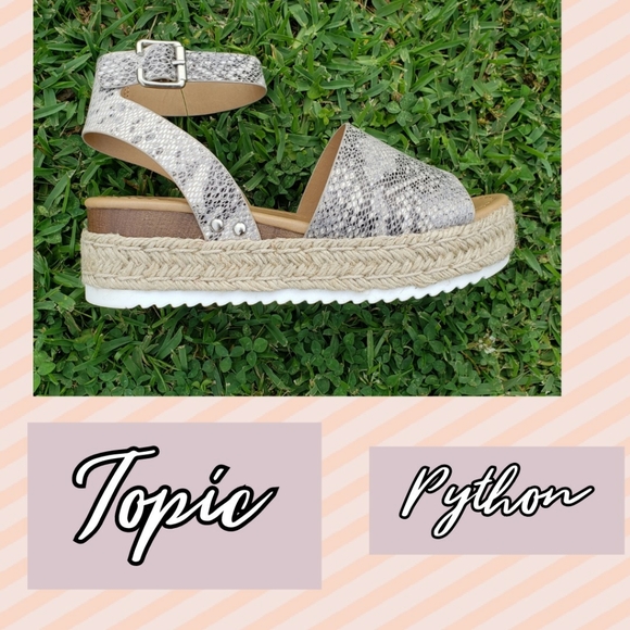 Python print wedge with ankle strap. Soda brand Topic style. TTS - Picture 1 of 1